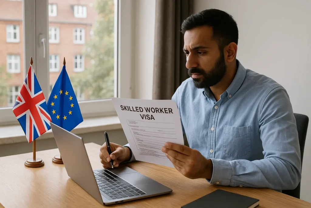 Teacher reviewing skilled worker visa documents